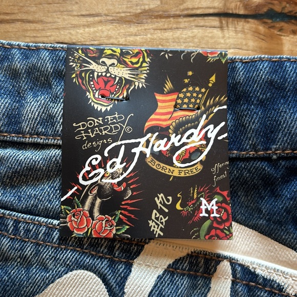 Ed Hardy Panther Dagger Denim Mini Skirt Size M NWT - Picture 8 of 11